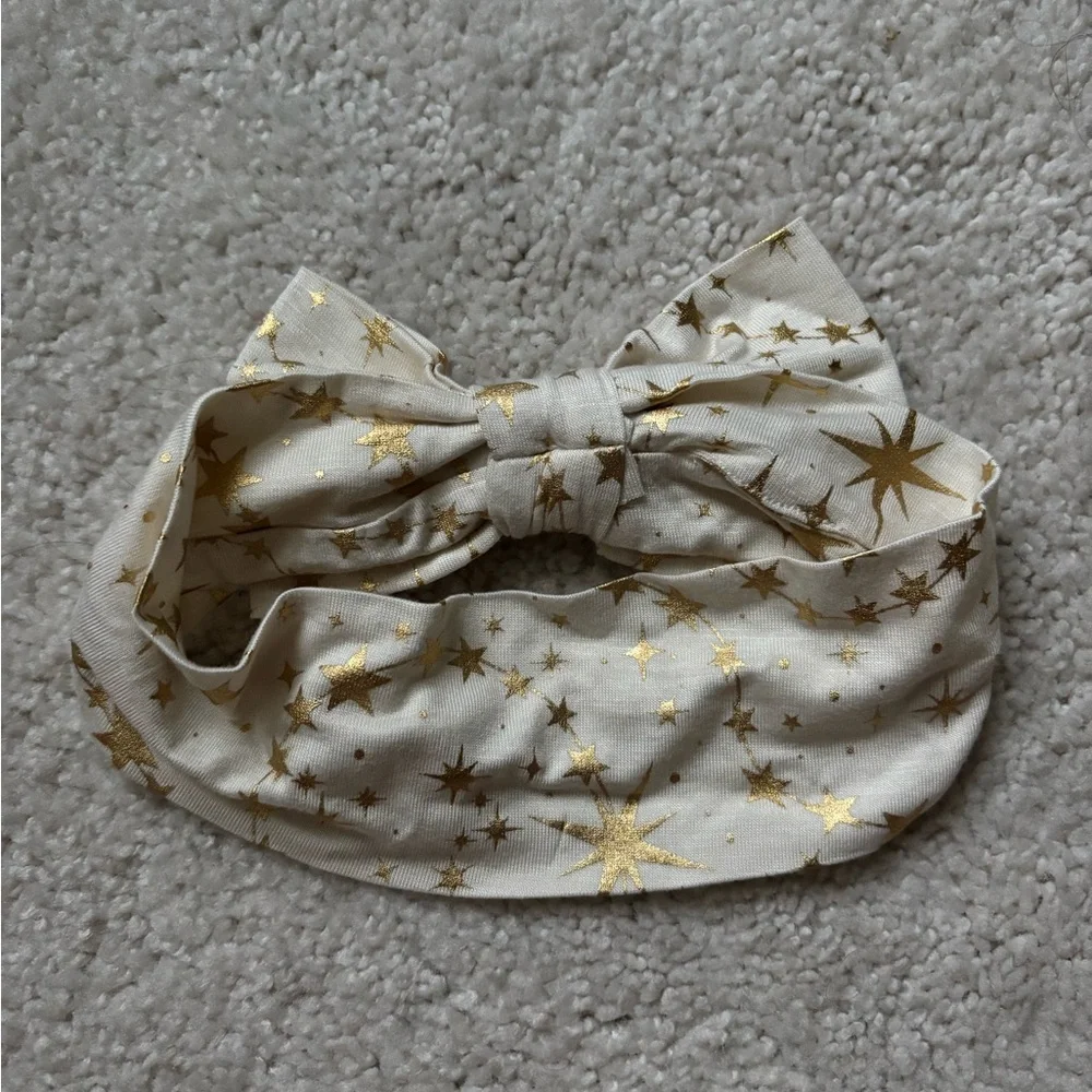 Posh Peanut Gold foil Star Patterned toddler girls Headband Bow